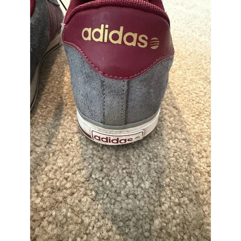 Mens Adidas Neo Fit Gray W/ Maroon Stripes Size 10 1/2